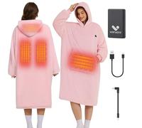 Vofuoti Heated Wearable Blanket Hoodie with Battery,Cordless Flannel Electric Heating Blanket Hoodie,Pink Comfy Oversized Warm Electric Throw for Indoor,Outdoor Camping,Traveling,Picnics