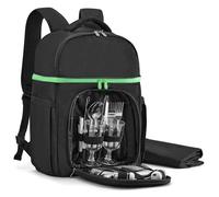 Vogano 2 in 1 Cooler Backpack Insulated Waterproof Lightweight Backpack Cooler,with Picnic Cutlery Set,Blanket,Black Lunch Backpack