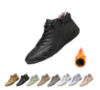 Vogany Arch Support Orthopedic Sneakers for Men Women, Winter Fleece Warm Snow Boots, Comfortable Walking Flats Waterproof (45,Black)