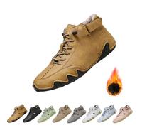 Vogany Arch Support Orthopedic Sneakers for Men Women, Winter Fleece Warm Snow Boots, Comfortable Walking Flats Waterproof (42,Brown)