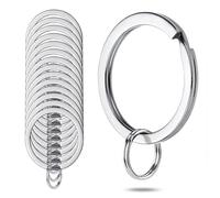 VOGARB Heavy Duty Key Ring Premium Stainless Steel Keychain Rings for Crafts Round Split Small Key Rings, Flat 1 Inch and 0.4 Inch Together, 15 Pieces, Silver, Silver, 1inch w/ 0.4inch