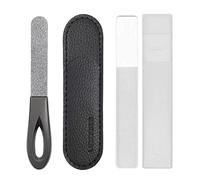 VOGARB Toe Nail Files for Thick Nails, 3.6inch Small Double Sided 180 Diamond Grits Metal Emery Boards Stainless Steel Toenail File with Case, Black (1 Pack(B))