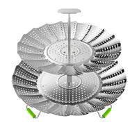 VOGARB Vegetable Steamer Basket for Pot, 2 Layer Separable-Collapsible-Expandable Smooth Edge Stainless Steel for Kitchen and Outdoor Cooking Food