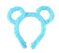 Vogast Women Winter Thick Plush Headband Round Bear Ears Makeup Hair Hoop Bandana Blue