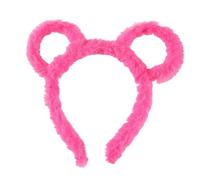 Vogast Women Winter Thick Plush Headband Round Bear Ears Makeup Hair Hoop Bandana Hot Pink
