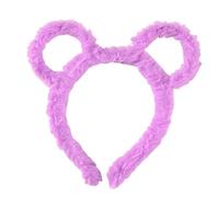 Vogast Women Winter Thick Plush Headband Round Bear Ears Makeup Hair Hoop Bandana Purple