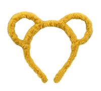 Vogast Women Winter Thick Plush Headband Round Bear Ears Makeup Hair Hoop Bandana Yellow