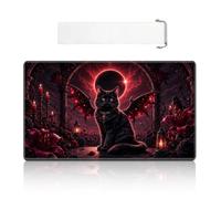 VOGDMKJG Card Game Playmat Crimson Eclipse Cat with Storage Bag,24x14 in