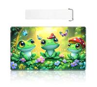 VOGDMKJG Card Playmat Middle 24"x14" with Storage Bag - Stitched Edges Non-Slip Neoprene Gaming Mat for Tournaments/TCG/MTG/Lorcana/Board Games-Frog Butterfly