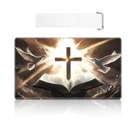 VOGDMKJG Card Playmat Middle 24"x14" with Storage Bag - Stitched Edges Non-Slip Neoprene Gaming Mat for Tournaments/TCG/MTG/Lorcana/Board Games-Bible Dove