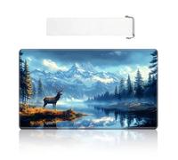 VOGDMKJG Card Playmat Middle 24"x14" with Storage Bag - Stitched Edges Non-Slip Neoprene Gaming Mat for Tournaments/TCG/MTG/Lorcana/Board Games-Deer Riverbank