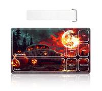 VOGDMKJG Card Playmat Middle 24"x14" with Storage Bag - Stitched Edges Non-Slip Neoprene Gaming Mat Playzones Design for Tournaments/TCG/MTG/Lorcana/Board Game Desk Mat-Pumpkin Car