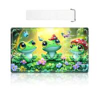VOGDMKJG Card Playmat Middle 24"x14" with Storage Bag - Stitched Edges Non-Slip Neoprene Gaming Mat Playzones Design for Tournaments/TCG/MTG/Lorcana/Board Game Desk Mat-Frog Butterfly