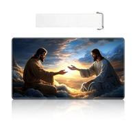 VOGDMKJG Card Playmat XLarge 35"x20" with Storage Bag - Stitched Edges Non-Slip Neoprene Gaming Mat for Tournaments/TCG/MTG/Lorcana/Board Games-Jesus Man