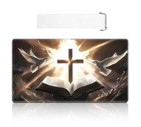 VOGDMKJG Card Playmat XLarge 35"x20" with Storage Bag - Stitched Edges Non-Slip Neoprene Gaming Mat for Tournaments/TCG/MTG/Lorcana/Board Games-Bible Dove