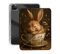 VOGDMKJG Case For iPad Air 13" (M3)2025/(M2)2024,For iPad Pro 12.9" 6th 2022/4th 2021- Y-Shaped Stand Clear Back With Pencil Holder Auto Sleep/Wake Multi-Angle View Protective Tablet Cover Rabbit Cup