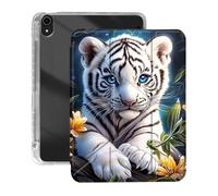 VOGDMKJG Case for iPad mini 8.3" 7th A17 Pro 2024/iPad Mini 6th 2021 - Y-Shaped Stand Clear Back with Pencil Storage Auto Sleep/Wake Multi-Angle View Protective Tablet Cover (Cute Tiger)