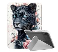 VOGDMKJG Case for iPad mini 8.3" 7th A17 Pro 2024/iPad Mini 6th 2021 - Y-Shaped Stand Clear Back with Pencil Storage Auto Sleep/Wake Multi-Angle View Protective Tablet Cover Rose Black Leopard