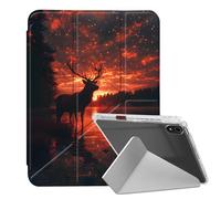 VOGDMKJG Case for iPad mini 8.3" 7th A17 Pro 2024/iPad Mini 6th 2021 - Y-Shaped Stand Clear Back with Pencil Storage Auto Sleep/Wake Multi-Angle View Protective Tablet Cover Sunset Deer