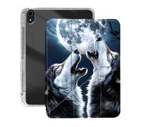 VOGDMKJG Case for iPad mini 8.3" 7th A17 Pro 2024/iPad Mini 6th 2021 - Y-Shaped Stand Clear Back with Pencil Storage Auto Sleep/Wake Multi-Angle View Protective Tablet Cover (Wolf Moon)