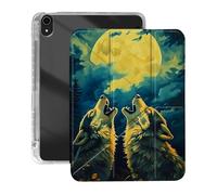 VOGDMKJG Case for iPad mini 8.3" 7th A17 Pro 2024/iPad Mini 6th 2021 - Y-Shaped Stand Clear Back with Pencil Storage Auto Sleep/Wake Multi-Angle View Protective Tablet Cover (Wolves Moon)