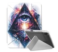 VOGDMKJG Case for iPad mini 8.3" 7th A17 Pro 2024/iPad Mini 6th 2021 - Y-Shaped Stand Clear Back with Pencil Storage Auto Sleep/Wake Multi-Angle View Protective Tablet Cover Blue Clock