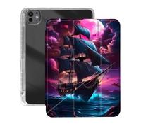 VOGDMKJG Case for iPad Pro 13 Inch Case (M4) 2024 7th Generation - Y-Shaped Stand Clear Back with Pencil Storage Auto Sleep/Wake Multi-Angle View Protective Tablet Cover (Midnight Boat)