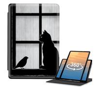 VOGDMKJG Case for Samsung Galaxy Tab S5e 10.5 2019 360 Rotating Stand Cover | 360-degree rotating tablet cover Window Cat Raven print, lays-flat typing design, and rugged drop protection