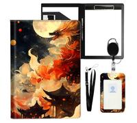 VOGDMKJG Golden Chinese Dragon Leather Padfolio Clipboard with ID Badge Holder&Pen Holde&Heavy Duty Clip File Folder,Efficiency Slim Document Organizer for Nursing/School/Office for Women Men