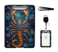 VOGDMKJG Heavy Duty Storage Clipboard(Bottom-Open)Slim Organization Case Box With ID Badge Holder&Pen Holder,File Case Scorpion Zodiac Astrology File Case Portfolio For A4 Size Nurses,Students,Coaches