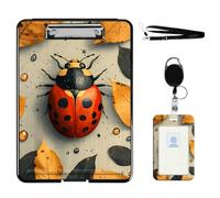 VOGDMKJG Heavy Duty Storage Clipboard(Bottom-Open) Slim Organization Case Box with ID Badge Holder&Pen Holder,File Case Ladybug Autumn Leaves File Case Portfolio for A4 Size Nurses,Students,Coaches
