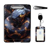 VOGDMKJG Heavy Duty Storage Clipboard(Bottom-Open)Slim Plastic Organization Case Box With ID Badge Holder&Pen Holder,File Case Black Python Snake File Case Portfolio For A4 Size Nurses,Students,Coache