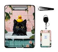 VOGDMKJG Heavy Duty Storage Clipboard(Bottom-Open)Slim Plastic Organization Case Box With ID Badge Holder&Pen Holder,File Case Black Cat Bathroom File Case Portfolio For A4 Size Nurses,Students,Coache