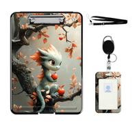 VOGDMKJG Heavy Duty Storage Clipboard(Bottom-Open)Slim Plastic Organization Case Box With ID Badge Holder&Pen Holder,File Case Dragon Autumn Leaves File Case Portfolio For A4 Size Nurse,Student,Coache