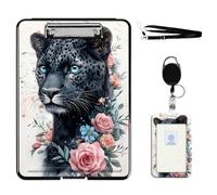 VOGDMKJG Heavy Duty Storage Clipboard(Bottom-Open)Slim Plastic Organization Case Box With ID Badge Holder&Pen Holder,File Case Black Panther Roses File Case Portfolio For A4 Size Nurses,Student,Coache