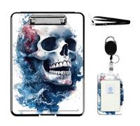 VOGDMKJG Heavy Duty Storage Clipboard(Bottom-Open)Slim Plastic Organization Case Box With ID Badge Holder&Pen Holder,File Case Water Splash Skull File Case Portfolio For A4 Size Nurses,Students,Coache