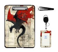 VOGDMKJG Heavy Duty Storage Clipboard(Bottom-Open) Slim Plastic Organization Case Box with ID Badge Holder&Pen Holder,File Case Black Dragon File Case Portfolio for A4 Size Nurses,Students,Coaches