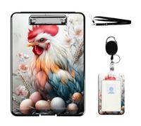 VOGDMKJG Heavy Duty Storage Clipboard(Bottom-Open)Slim Plastic Organization Case Box With ID Badge Holder&Pen Holder,File Case Colorful Rooster File Case Portfolio For A4 Size Nurses,Students,Coaches