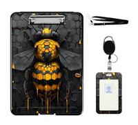 VOGDMKJG Heavy Duty Storage Clipboard(Bottom-Open) Slim Plastic Organization Case Box with ID Badge Holder&Pen Holder,File Case Mechanical Bee File Case Portfolio for A4 Size Nurses,Students,Coaches