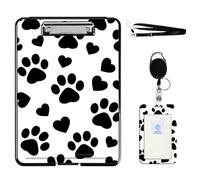 VOGDMKJG Heavy Duty Storage Clipboard(Bottom-Open)Slim Plastic Organization Case Box With ID Badge Holder&Pen Holder,File Case Black White Dog Paw File Case Portfolio For A4 Size Nurses,Student,Coache