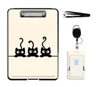 VOGDMKJG Heavy Duty Storage Clipboard(Bottom-Open)Slim Plastic Organization Case Box With ID Badge Holder&Pen Holder,File Case Three Black Cats File Case Portfolio For A4 Size Nurses,Students,Coaches