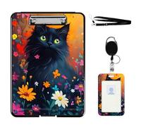 VOGDMKJG Heavy Duty Storage Clipboard(Bottom-Open)Slim Plastic Organization Case Box With ID Badge Holder&Pen Holder,File Case Black Cat Garden File Case Portfolio For A4 Size Nurses,Students,Coaches