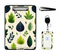 VOGDMKJG Heavy Duty Storage Clipboard(Bottom-Open)Slim Plastic Organization Case Box With ID Badge Holder&Pen Holder,File Case Green Tree Leaves File Case Portfolio For A4 Size Nurses,Students,Coaches