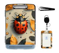 VOGDMKJG Heavy Duty Storage Clipboard(Side-Open)Slim Plastic Organization Case Box With ID Badge Holder&Pen Holder,Ladybug Autumn Leaves File Case Portfolio For Letter A4 Size Nurses,Students,Coaches