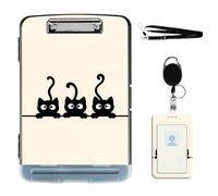 VOGDMKJG Heavy Duty Storage Clipboard(Side-Open) Slim Plastic Organization Case Box with ID Badge Holder&Pen Holder,Three Black Cats File Case Portfolio for Letter A4 Size Nurses,Students,Coaches