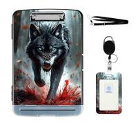 VOGDMKJG Heavy Duty Storage Clipboard(Side-Open) Slim Plastic Organization Case Box with ID Badge Holder&Pen Holder,Running Black Wolf File Case Portfolio for Letter A4 Size Nurses,Students,Coaches