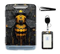 VOGDMKJG Heavy Duty Storage Clipboard(Side-Open) Slim Plastic Organization Case Box with ID Badge Holder&Pen Holder,Mechanical Bee File Case Portfolio for Letter A4 Size Nurses,Students,Coaches