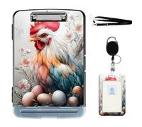 VOGDMKJG Heavy Duty Storage Clipboard(Side-Open) Slim Plastic Organization Case Box with ID Badge Holder&Pen Holder,Colorful Rooster File Case Portfolio for Letter A4 Size Nurses,Students,Coaches