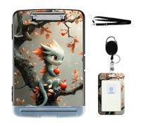 VOGDMKJG Heavy Duty Storage Clipboard(Side-Open) Slim Plastic Organization Case Box with ID Badge Holder&Pen Holder,Dragon Autumn Leaves File Case Portfolio for Letter A4 Size Nurses,Students,Coaches