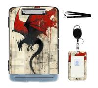 VOGDMKJG Heavy Duty Storage Clipboard(Side-Open) Slim Plastic Organization Case Box with ID Badge Holder&Pen Holder,Black Dragon File Case Portfolio for Letter A4 Size Nurses,Students,Coaches